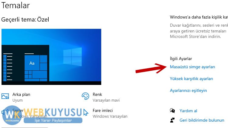 windows 10 masaüstü bilgisayarım simgesi