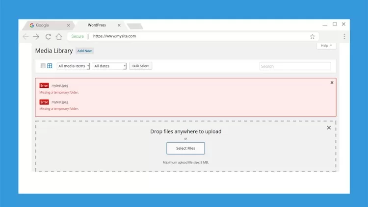 wordpress geçici klasör kayıp hatası